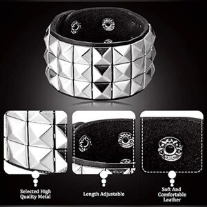 3Pcs Leather Studded Punk Bracelet Unisex